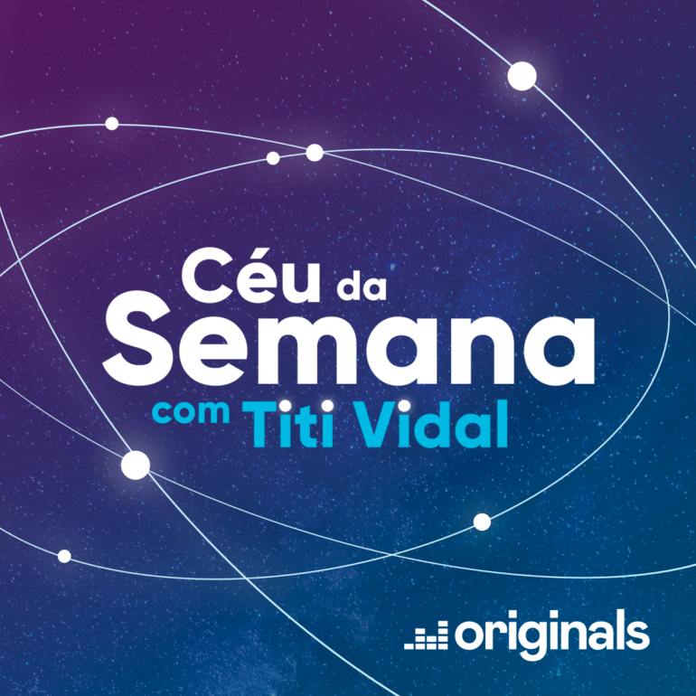 Céu da Semana com Titi Vidal podcast cover — celestial purple and blue night sky with star constellations